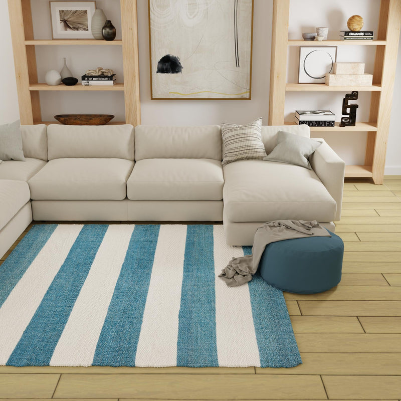Martha's Vineyard Blueprints Collection Area Rug - Edgartown Square Sky blue lifestyle 121