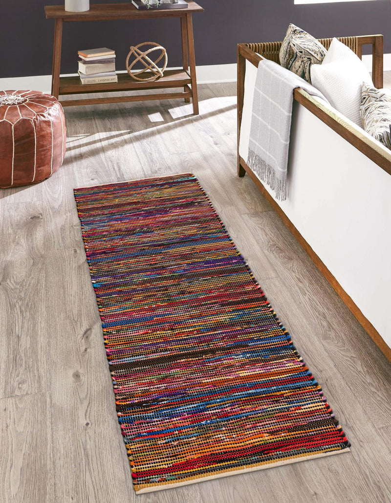Thar Cotton Collection Area Rug - Alleppey Runner Multi Black lifestyle 10