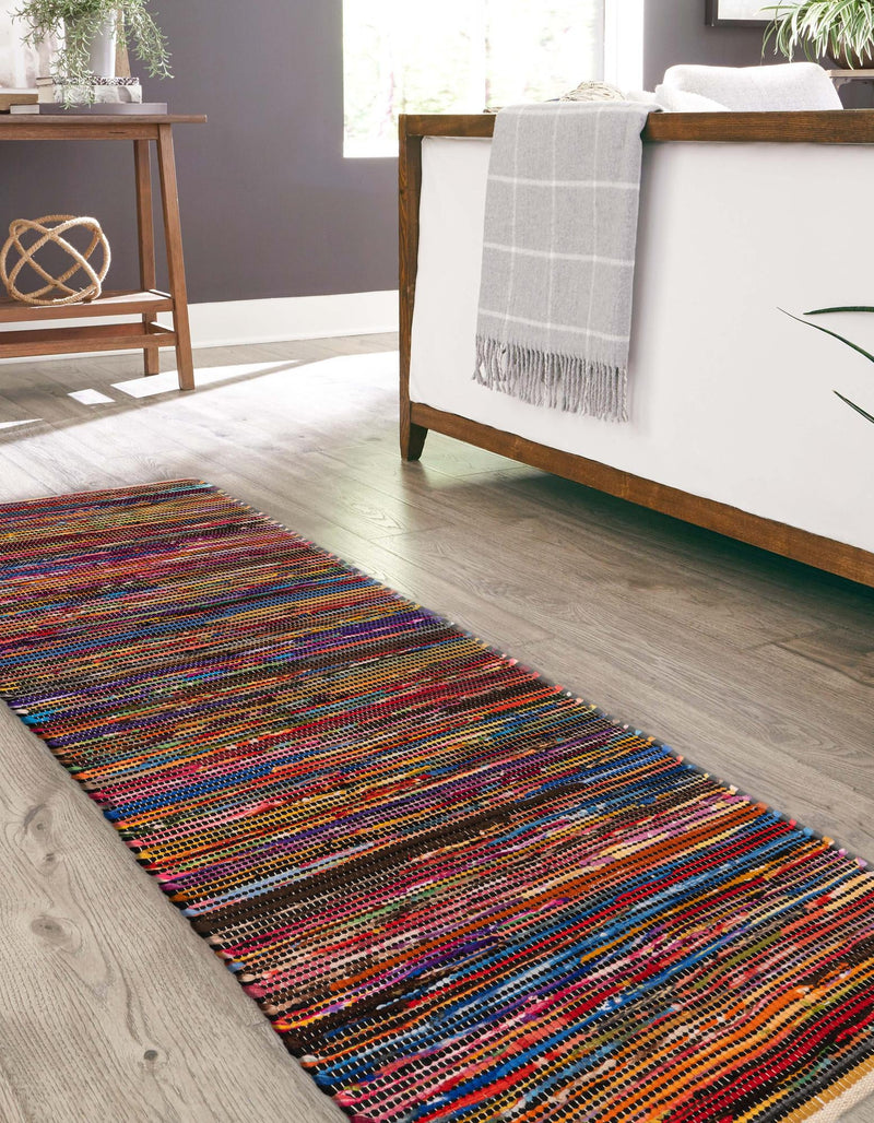 Thar Cotton Collection Area Rug - Alleppey Runner Multi Black lifestyle 14