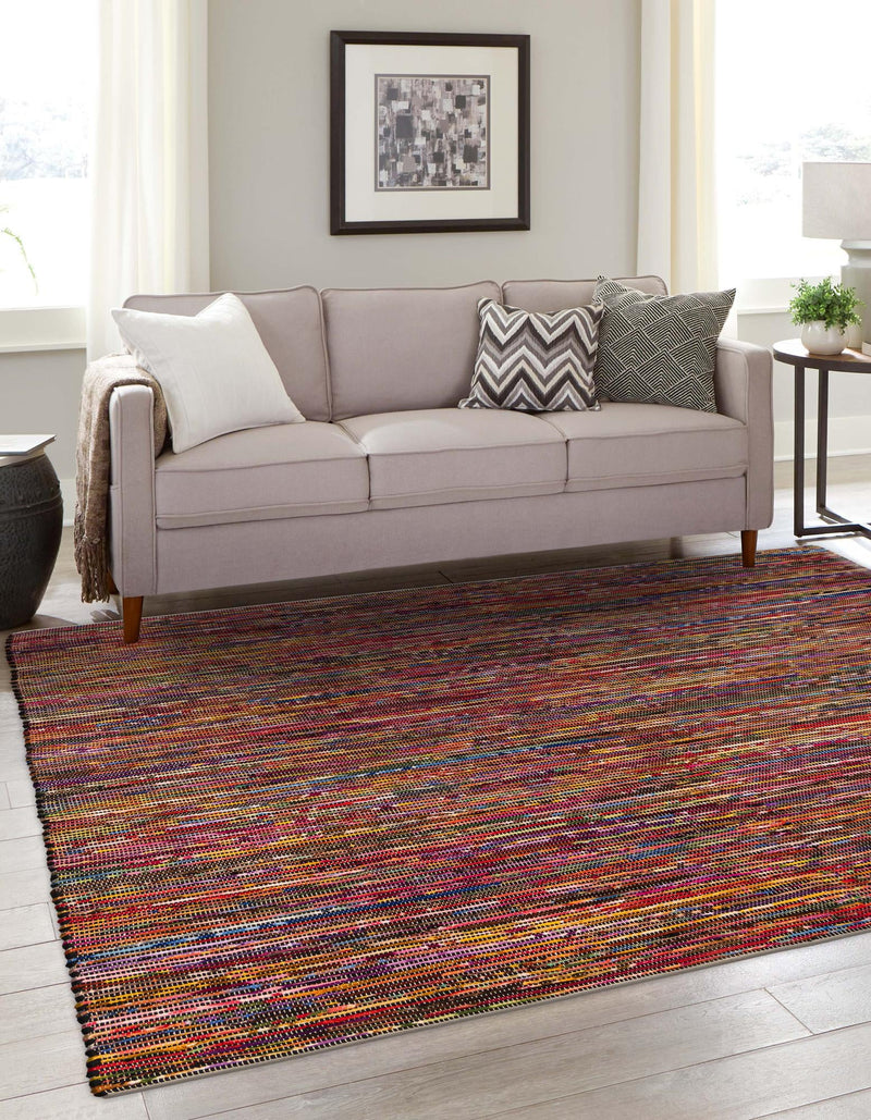 Thar Cotton Collection Area Rug - Alleppey Square Multi Black lifestyle 11