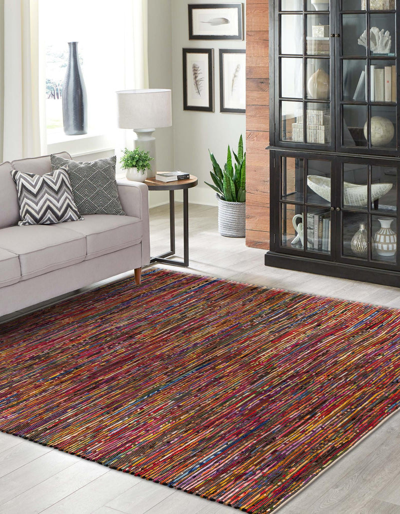 Thar Cotton Collection Area Rug - Alleppey Square Multi Black lifestyle 15