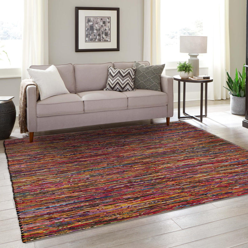 Thar Cotton Collection Area Rug - Alleppey Square Multi Black lifestyle 39