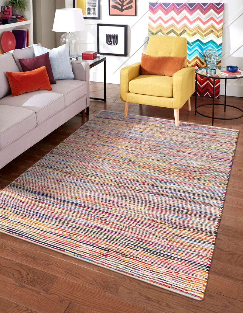 Thar Cotton Collection Area Rug - Alleppey Rectangle Multi White lifestyle 2