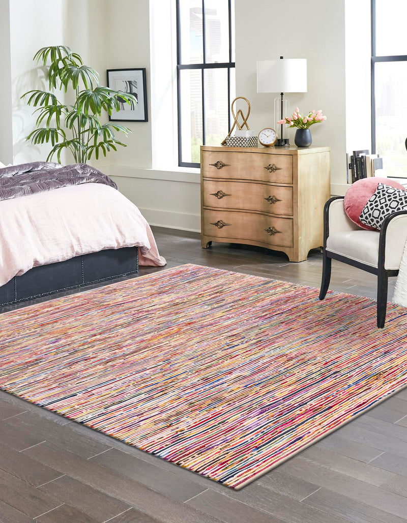 Thar Cotton Collection Area Rug - Alleppey Square Multi White lifestyle 17