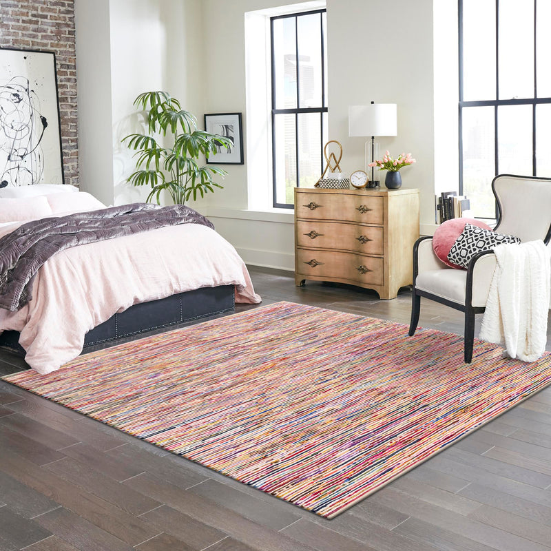 Thar Cotton Collection Area Rug - Alleppey Square Multi White lifestyle 45