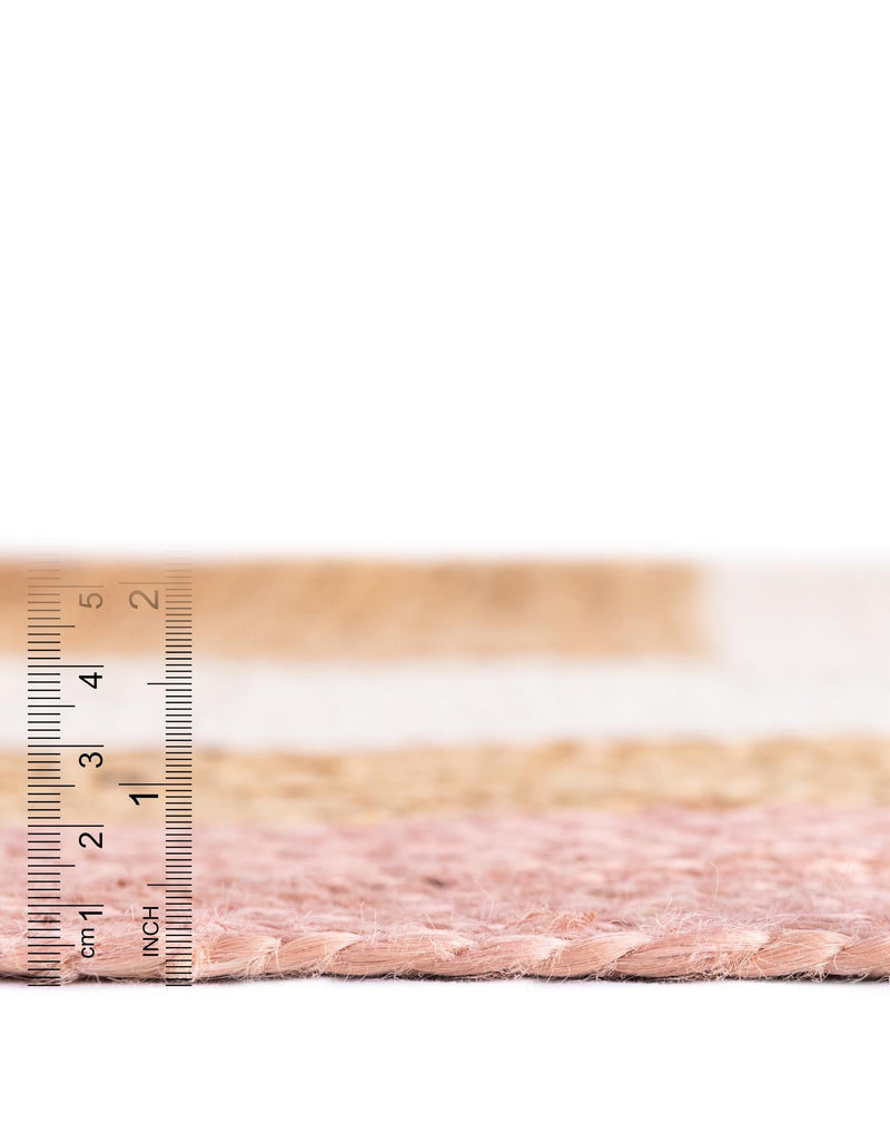 Woven Seaside Jute Collection Area Rug - Nantucket Rectangle Pink White Natural lifestyle 9