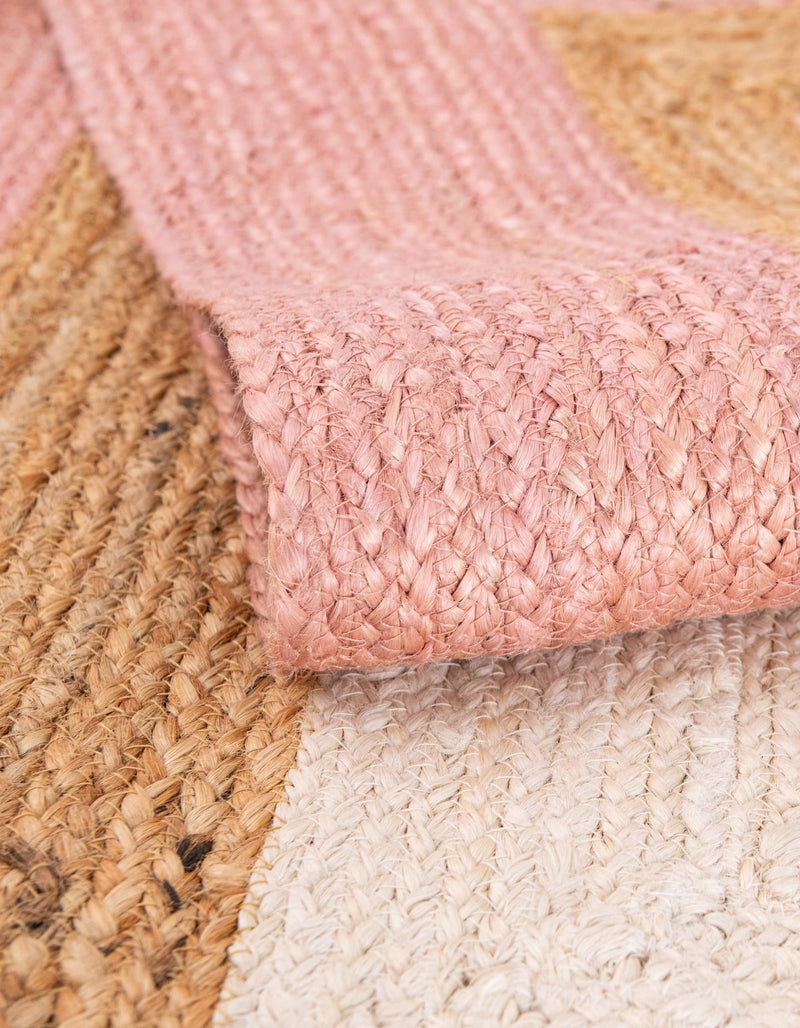 Woven Seaside Jute Collection Area Rug - Nantucket Rectangle Pink White Natural lifestyle 11