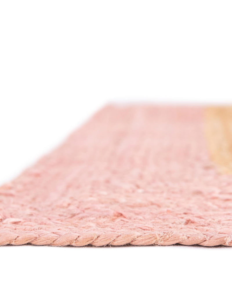 Woven Seaside Jute Collection Area Rug - Nantucket Rectangle Pink White Natural lifestyle 13