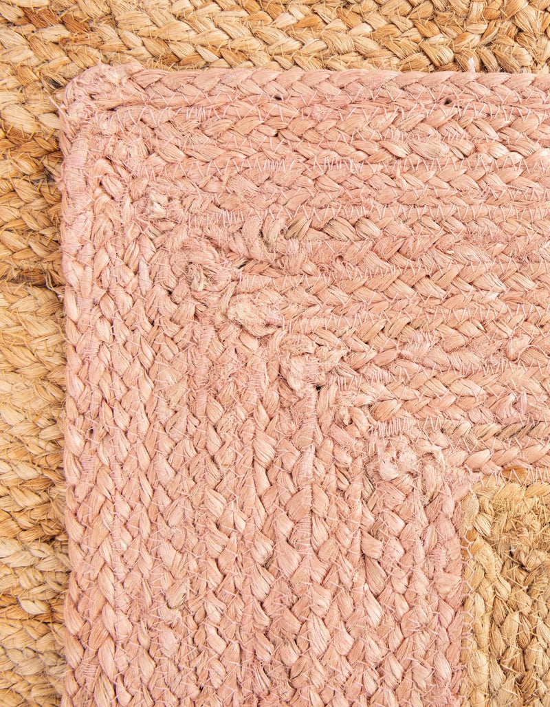 Woven Seaside Jute Collection Area Rug - Nantucket Rectangle Pink White Natural lifestyle 17