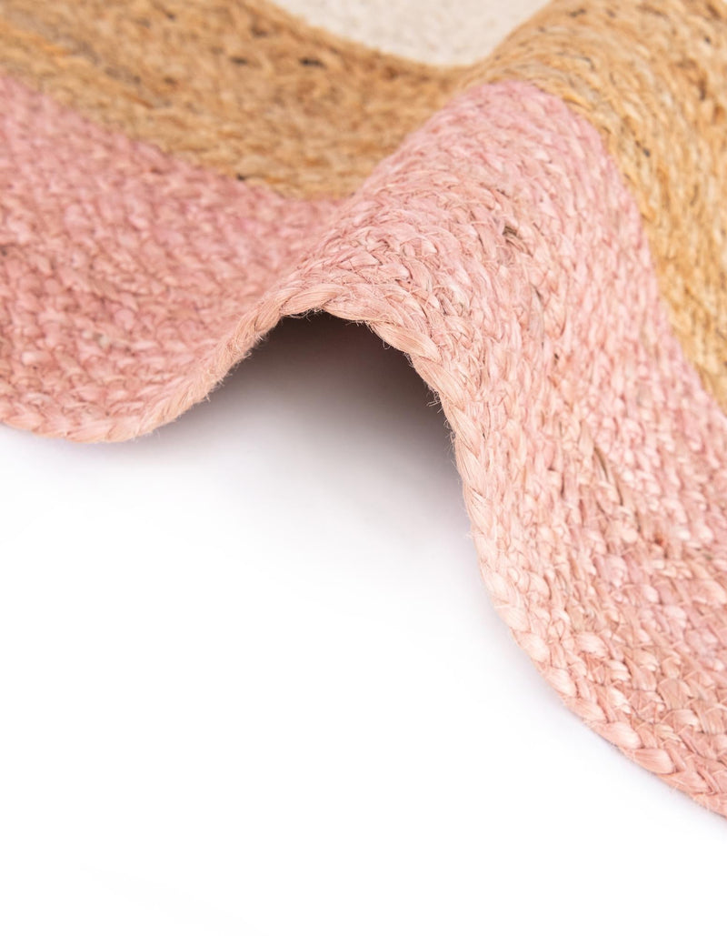 Woven Seaside Jute Collection Area Rug - Nantucket Rectangle Pink White Natural lifestyle 19