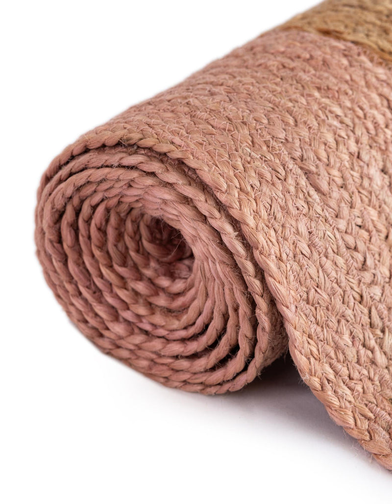 Woven Seaside Jute Collection Area Rug - Nantucket Rectangle Pink White Natural lifestyle 23