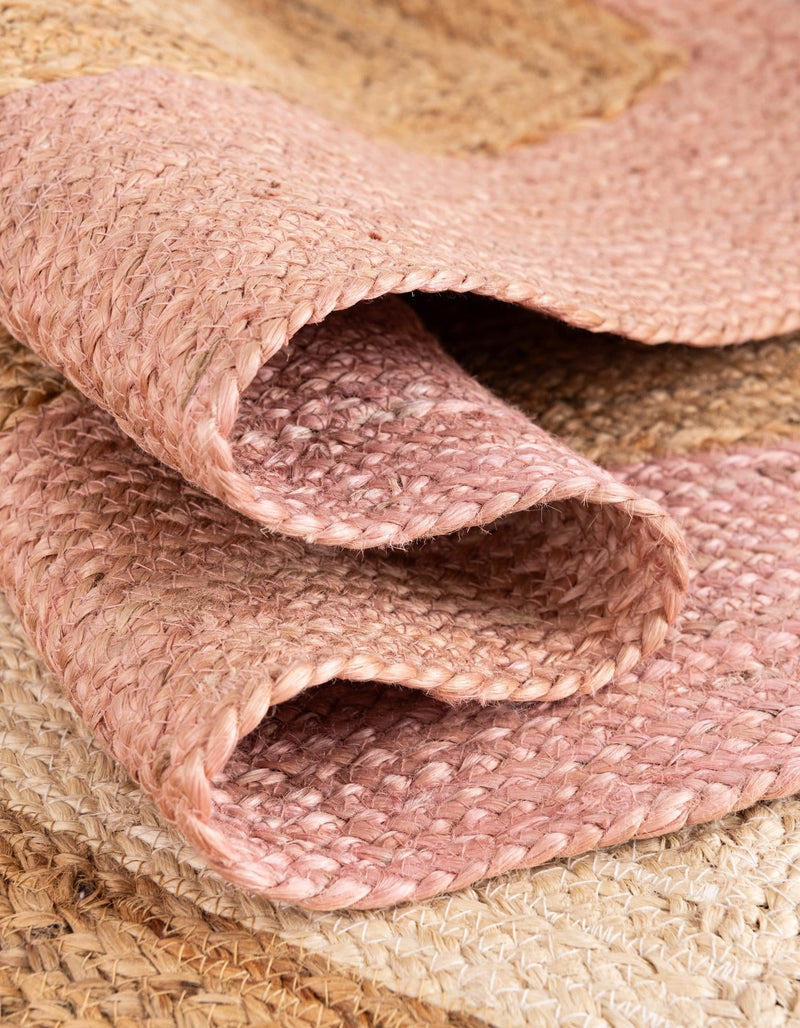 Woven Seaside Jute Collection Area Rug - Nantucket Rectangle Pink White Natural lifestyle 25