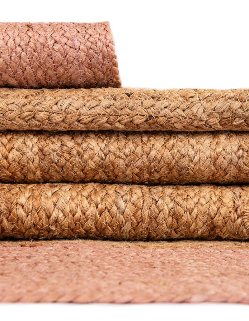 Woven Seaside Jute Collection Area Rug - Nantucket Rectangle Pink White Natural lifestyle 27