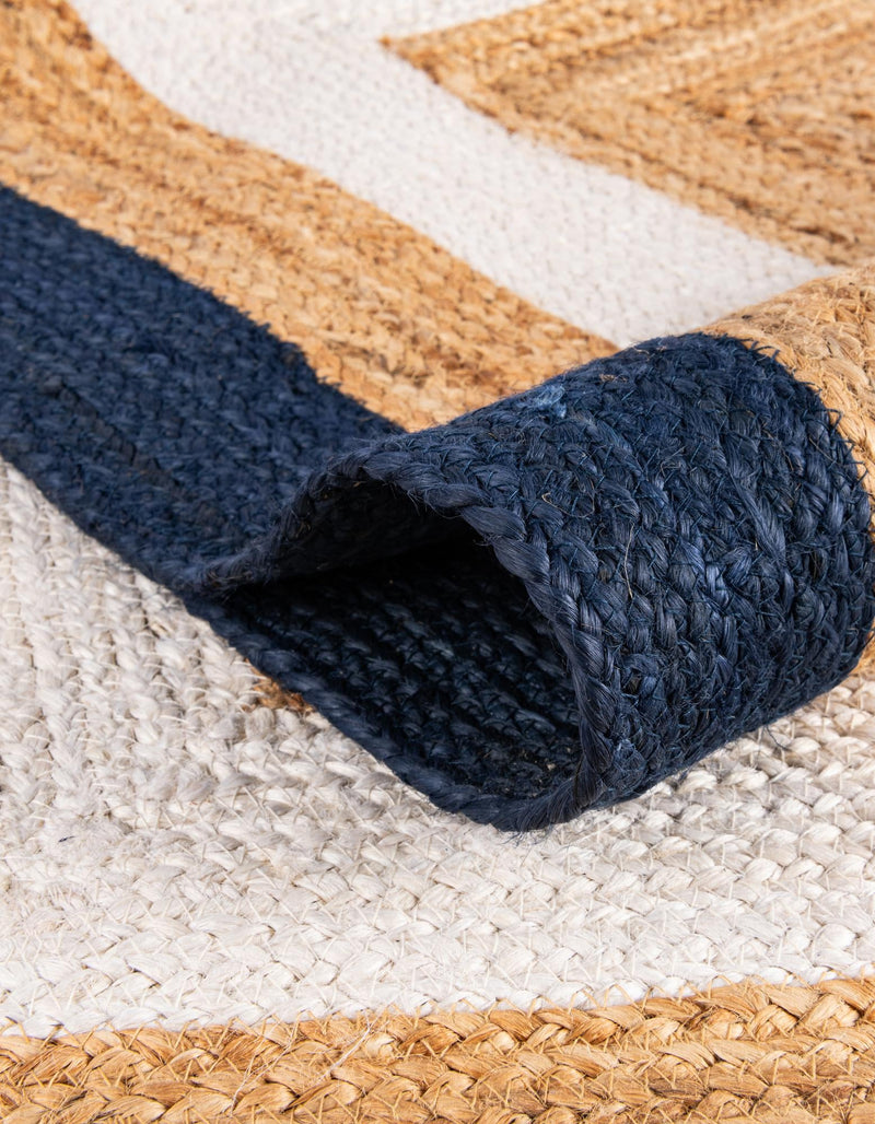 Woven Seaside Jute Collection Area Rug - Nantucket Rectangle Navy Blue White Natural lifestyle 12