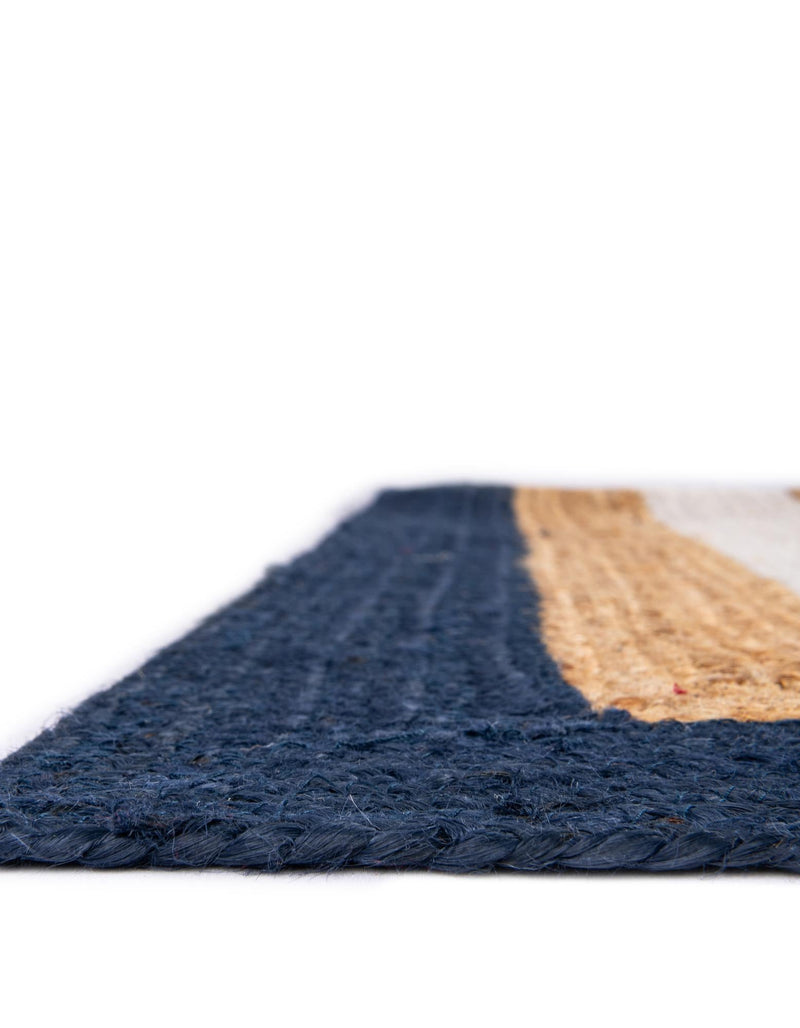 Woven Seaside Jute Collection Area Rug - Nantucket Rectangle Navy Blue White Natural lifestyle 14