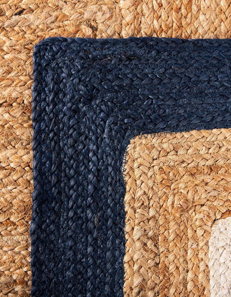 Woven Seaside Jute Collection Area Rug - Nantucket Rectangle Navy Blue White Natural lifestyle 18