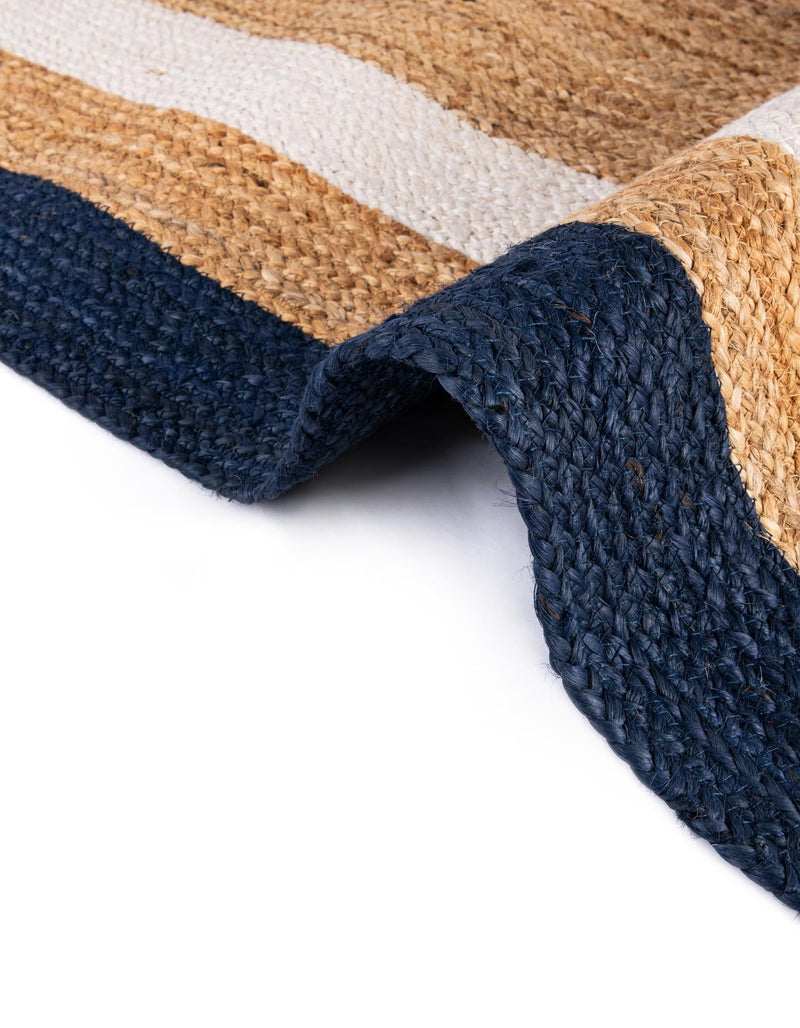 Woven Seaside Jute Collection Area Rug - Nantucket Rectangle Navy Blue White Natural lifestyle 20