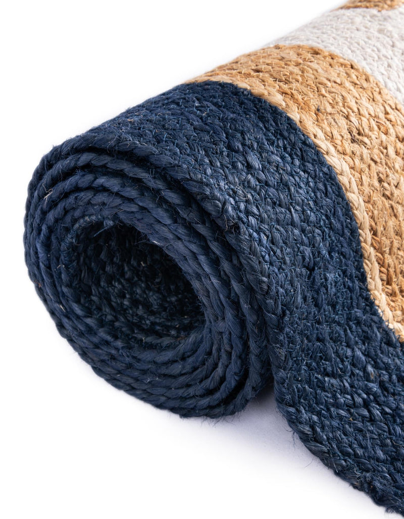 Woven Seaside Jute Collection Area Rug - Nantucket Rectangle Navy Blue White Natural lifestyle 24