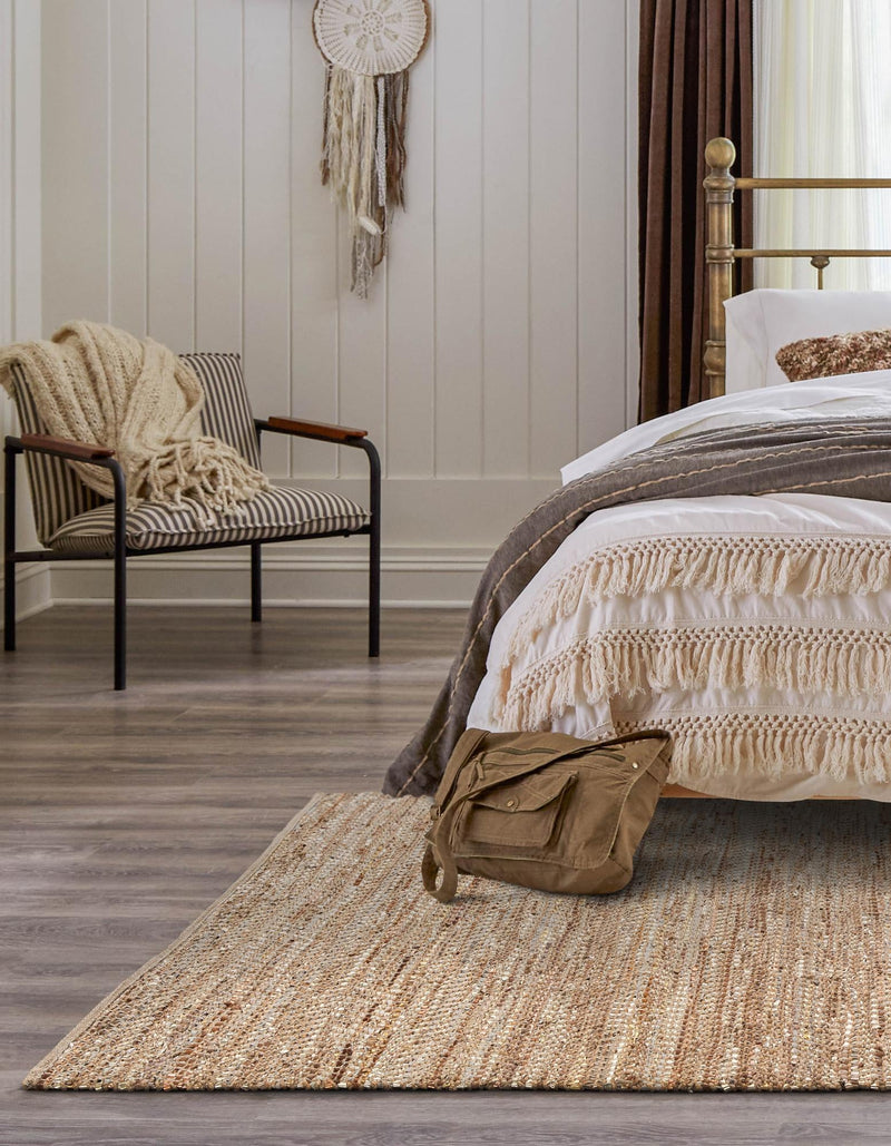 Urban Shimmer Jute Collection Area Rug - Metropolis Rectangle Natural lifestyle 4