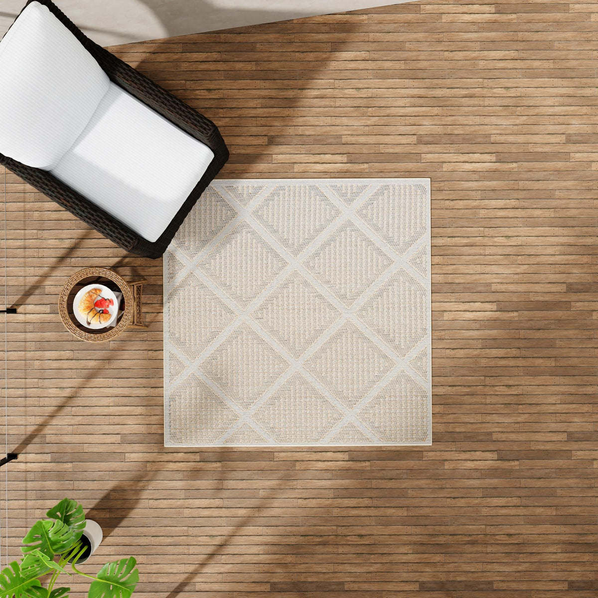 Seaside Lattice Collection Area Rug - Eden Square Khaki lifestyle 149