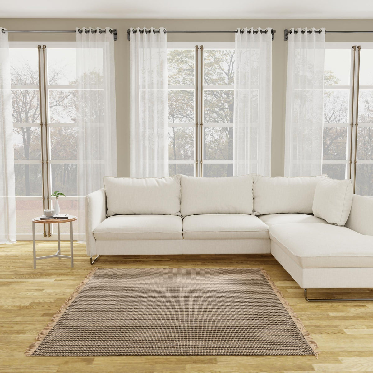Country Homestead Collection Area Rug - Grangehurst Square Charcoal lifestyle 51