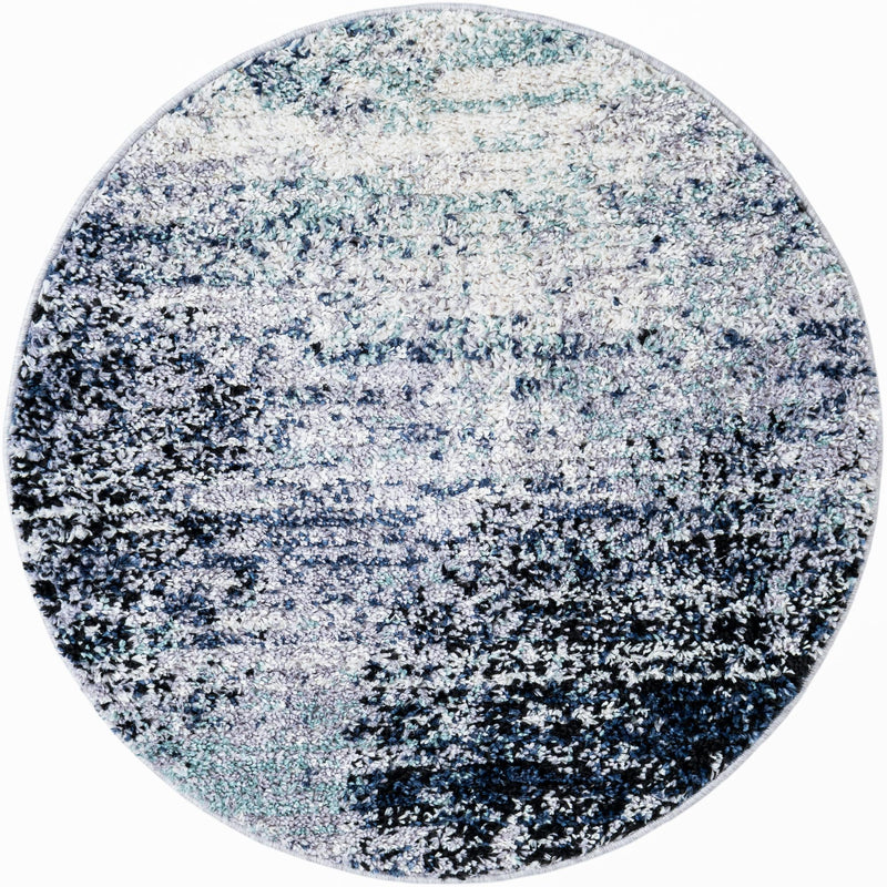 Santa Fe Trails Collection Area Rug - Zuni Round Blue and Gray lifestyle 19