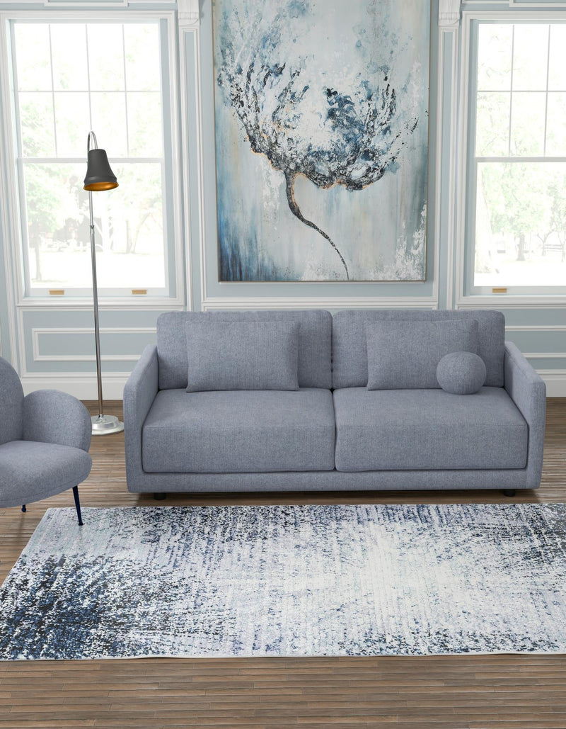 Santa Fe Trails Collection Area Rug - Zuni Rectangle Blue and Gray lifestyle 2