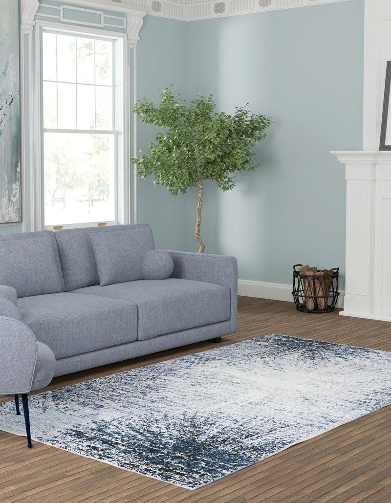 Santa Fe Trails Collection Area Rug - Zuni Rectangle Blue and Gray lifestyle 3