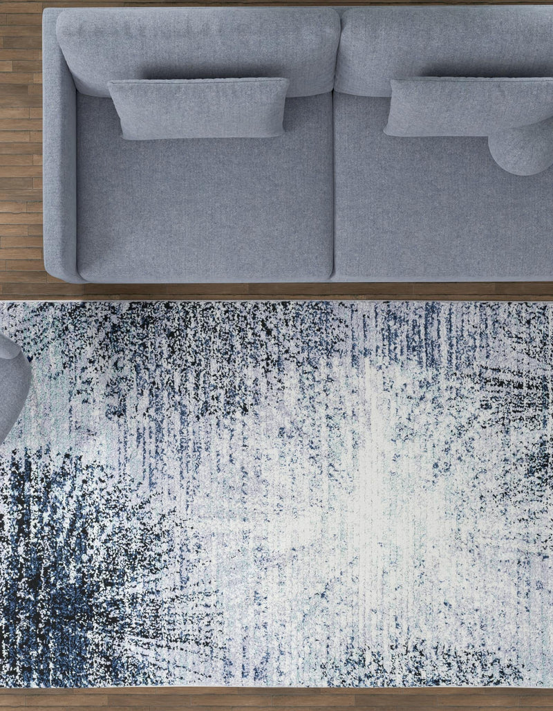 Santa Fe Trails Collection Area Rug - Zuni Rectangle Blue and Gray lifestyle 4