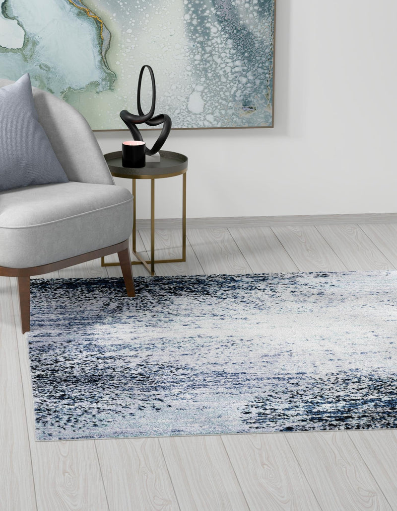 Santa Fe Trails Collection Area Rug - Zuni Square Blue and Gray lifestyle 24