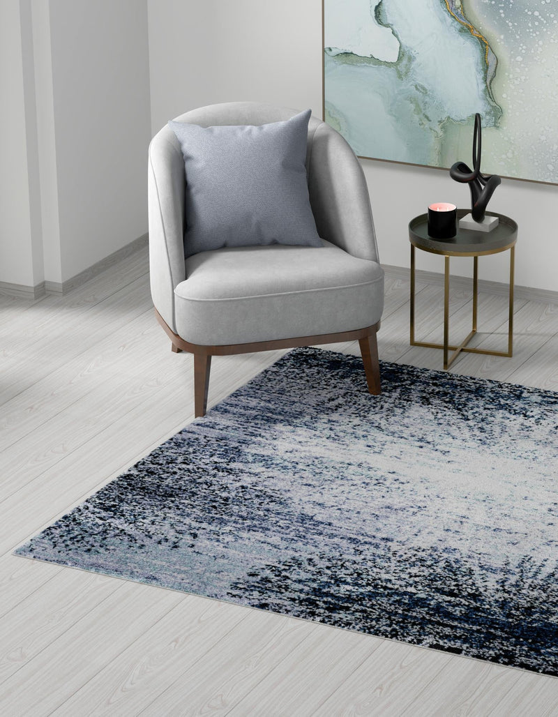 Santa Fe Trails Collection Area Rug - Zuni Square Blue and Gray lifestyle 28