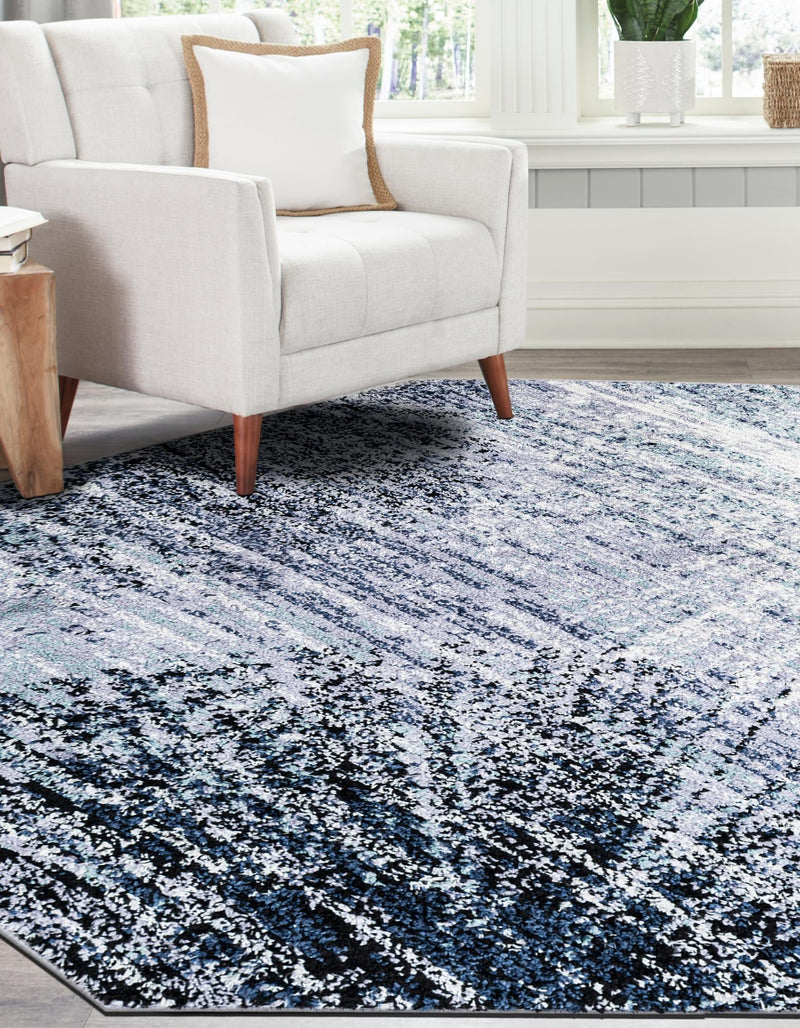 Santa Fe Trails Collection Area Rug - Zuni Octagon Blue and Gray lifestyle 39
