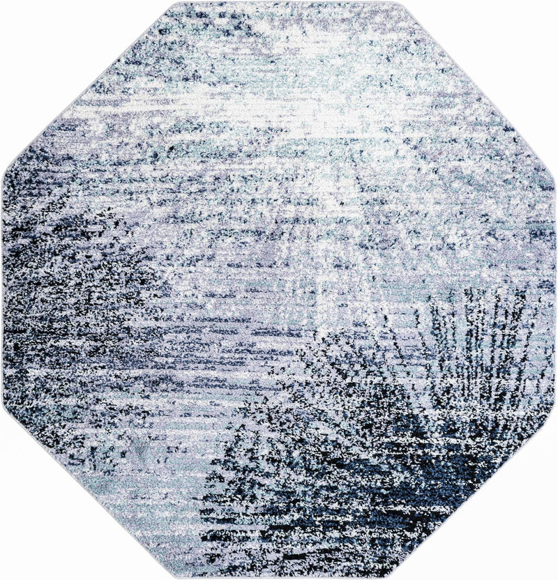 Santa Fe Trails Collection Area Rug - Zuni Octagon Blue and Gray lifestyle 21