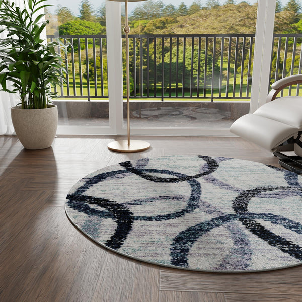 Santa Fe Trails Collection Area Rug - Taos Round Ivory lifestyle 91
