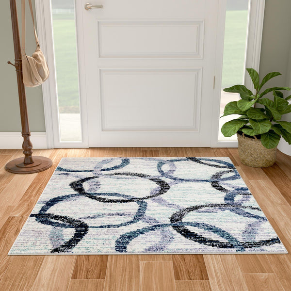 Santa Fe Trails Collection Area Rug - Taos Square Ivory lifestyle 89