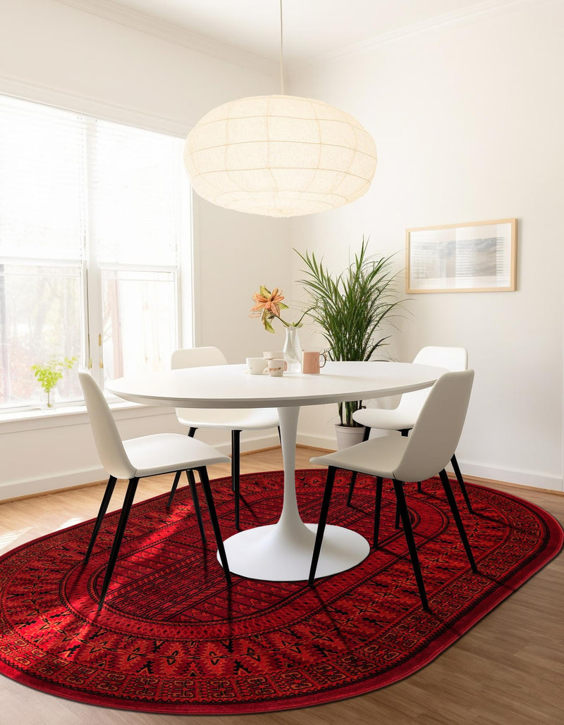 Samarkand Elegance Collection Area Rug - Ark Oval Red lifestyle 29