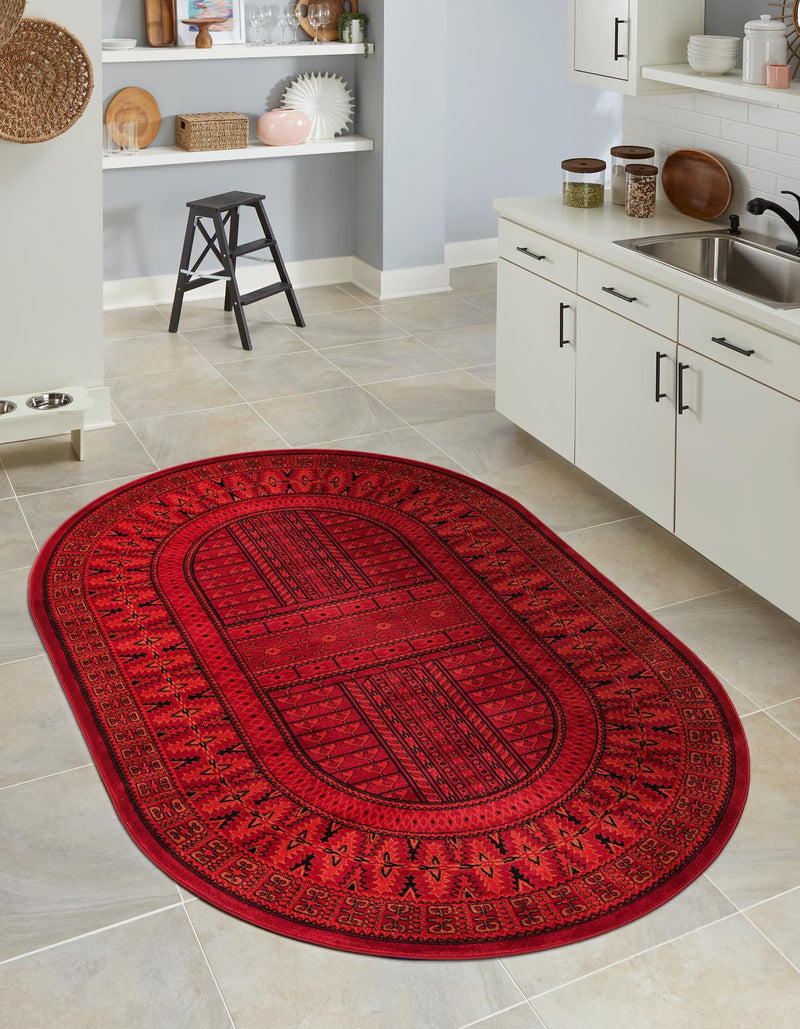 Samarkand Elegance Collection Area Rug - Ark Oval Red lifestyle 41