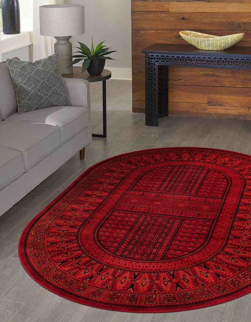 Samarkand Elegance Collection Area Rug - Ark Oval Red lifestyle 45