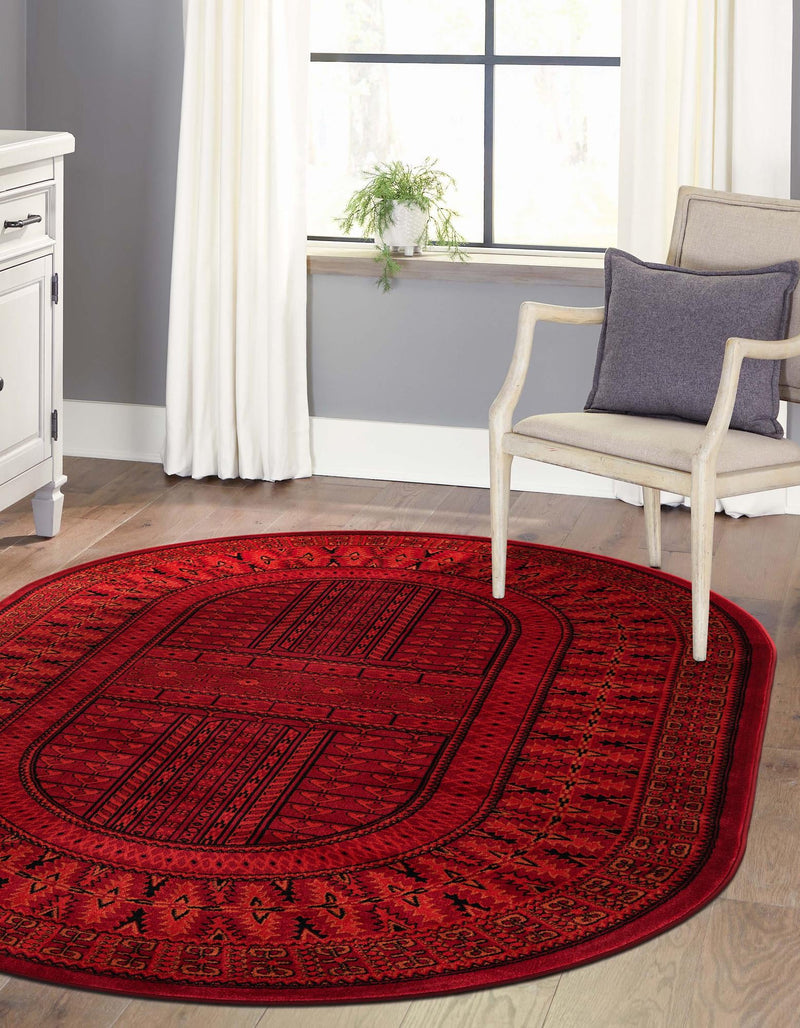 Samarkand Elegance Collection Area Rug - Ark Oval Red lifestyle 49