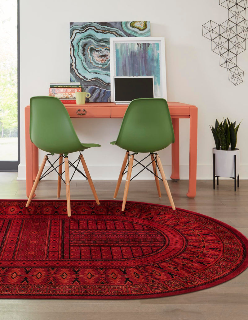 Samarkand Elegance Collection Area Rug - Ark Oval Red lifestyle 53