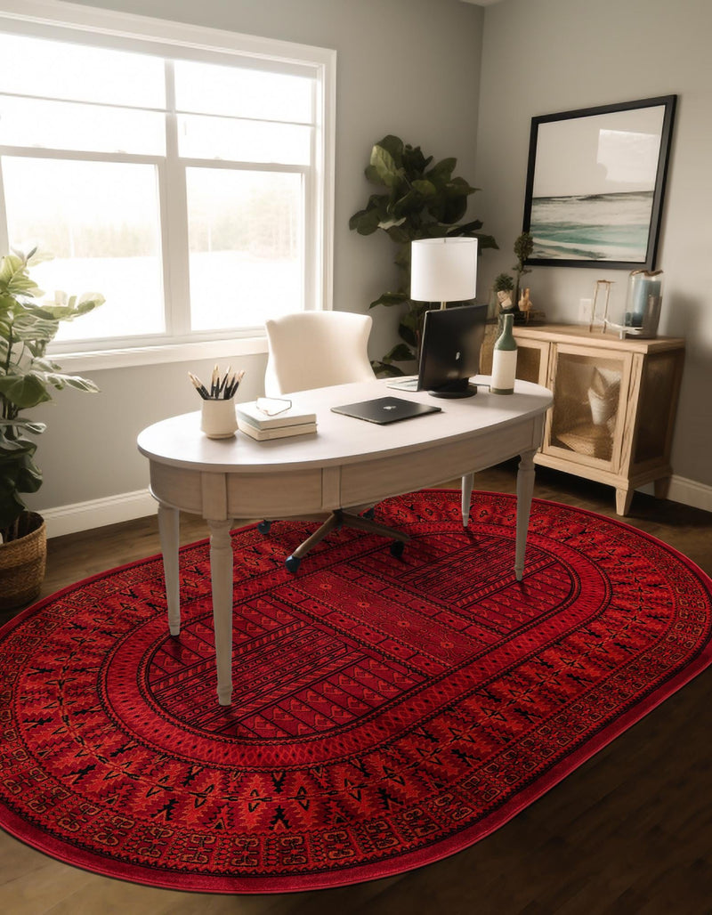 Samarkand Elegance Collection Area Rug - Ark Oval Red lifestyle 56