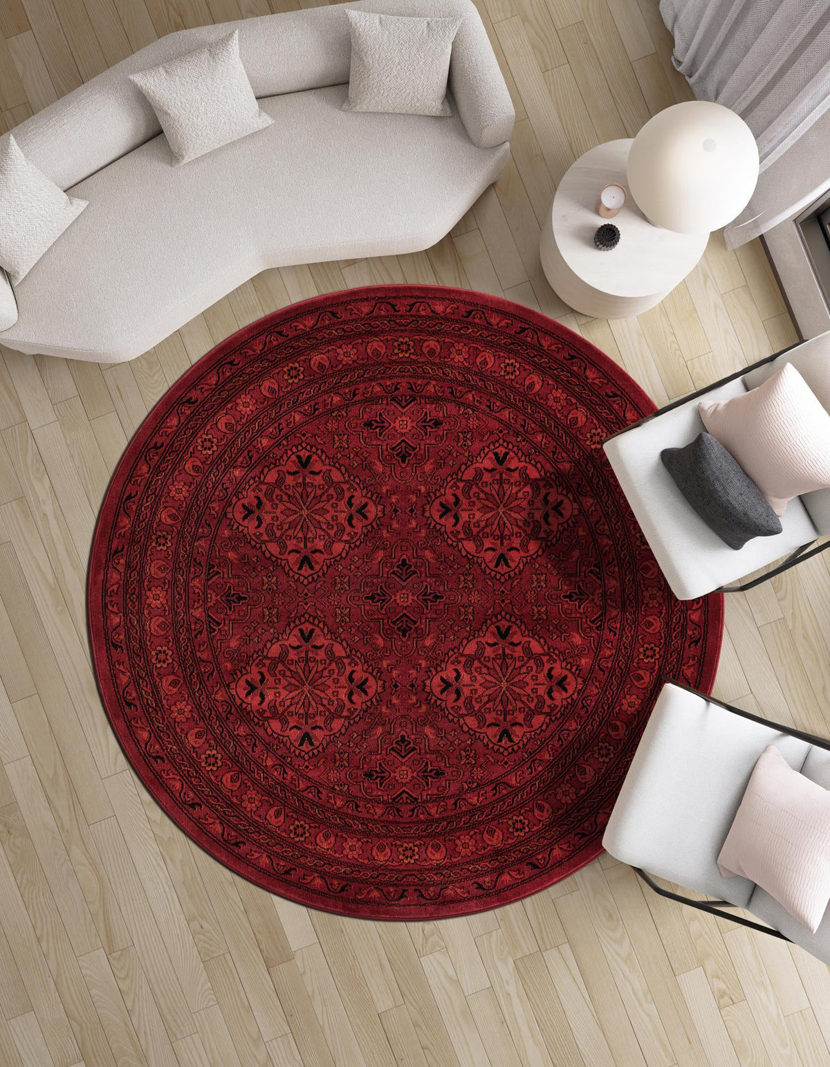 Samarkand Elegance Collection Area Rug - Samanid Round Red lifestyle 93