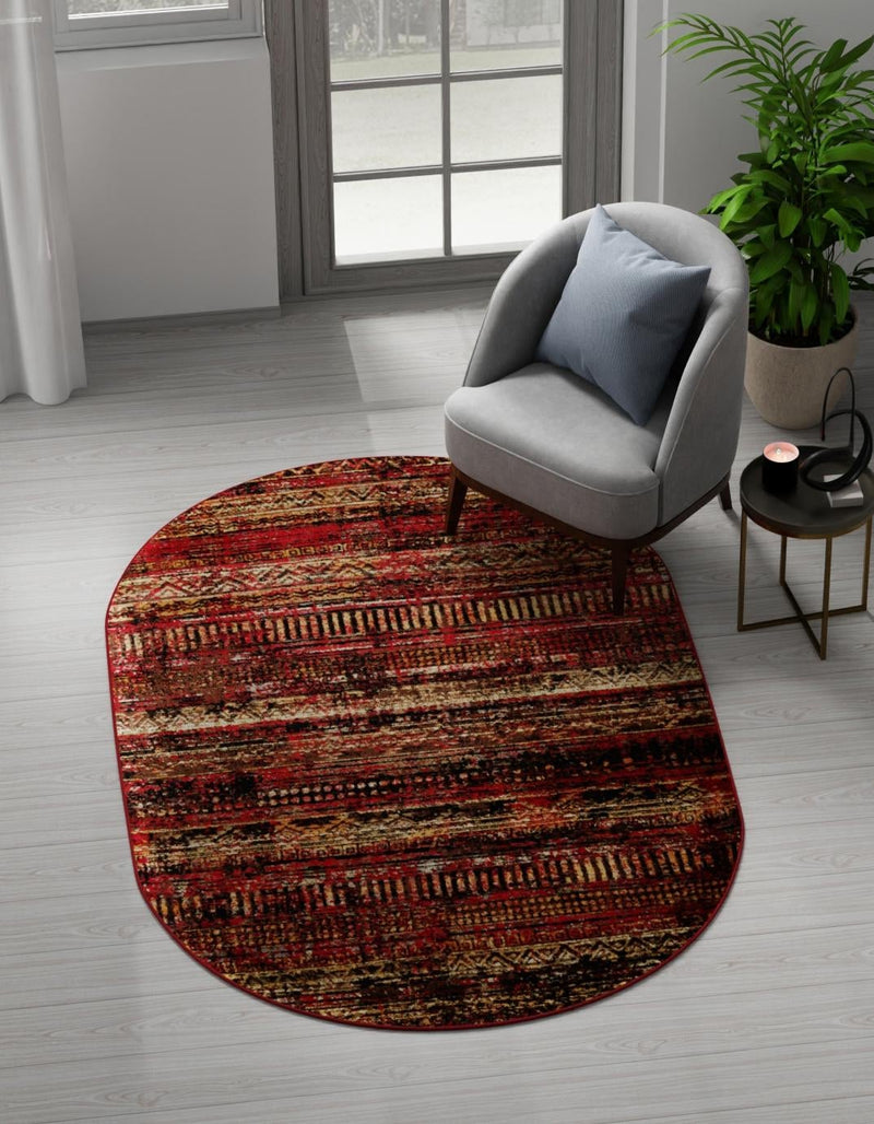 Neptune Elegance Collection Area Rug - Nereid Oval Burgundy lifestyle 65