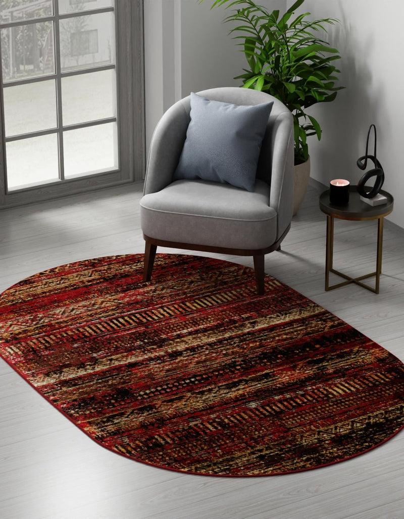 Neptune Elegance Collection Area Rug - Nereid Oval Burgundy lifestyle 76