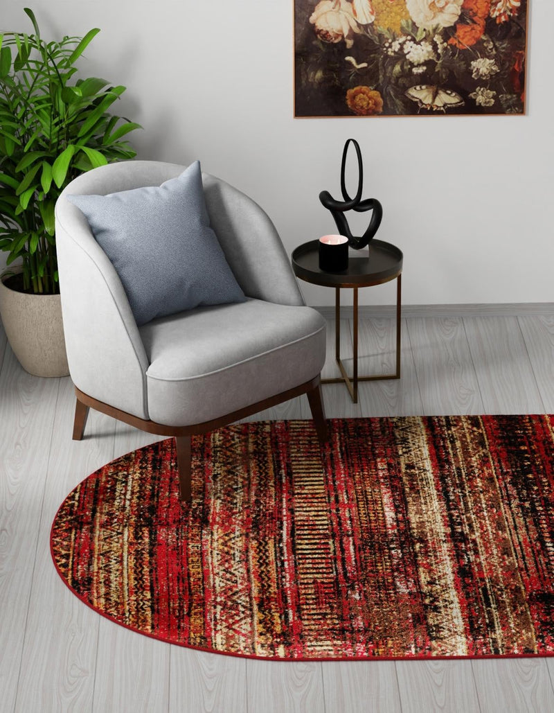 Neptune Elegance Collection Area Rug - Nereid Oval Burgundy lifestyle 78