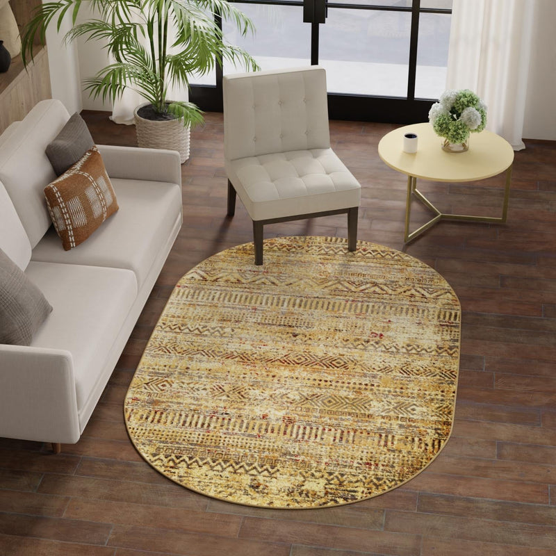 Neptune Elegance Collection Area Rug - Nereid Oval Beige lifestyle 114