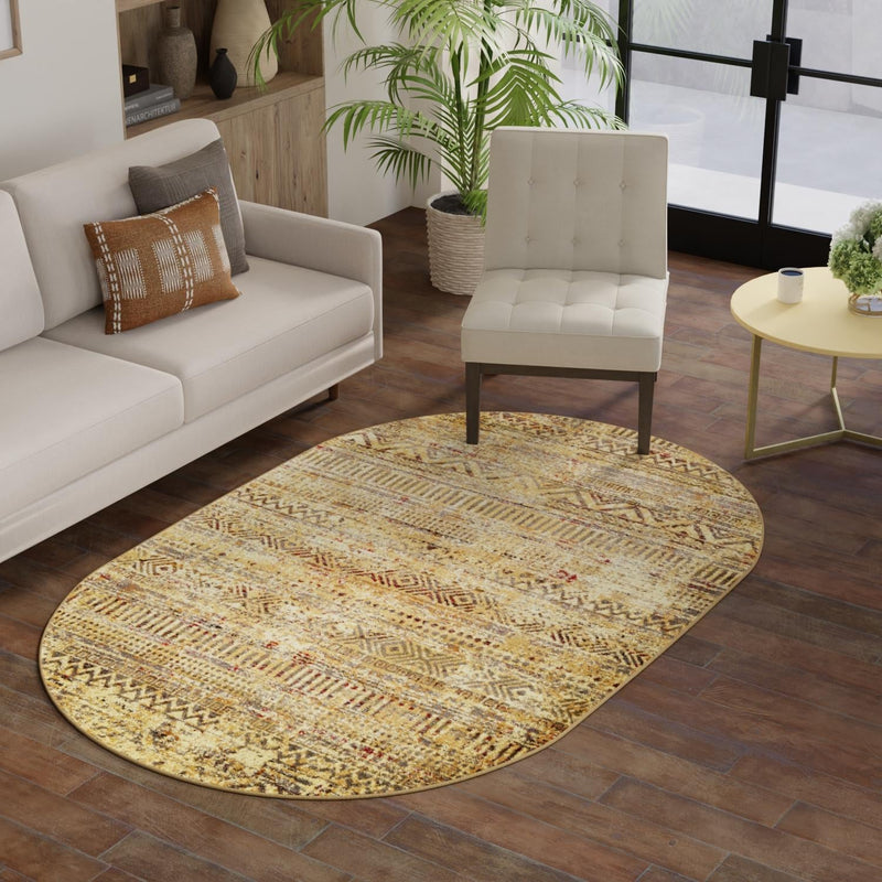 Neptune Elegance Collection Area Rug - Nereid Oval Beige lifestyle 123