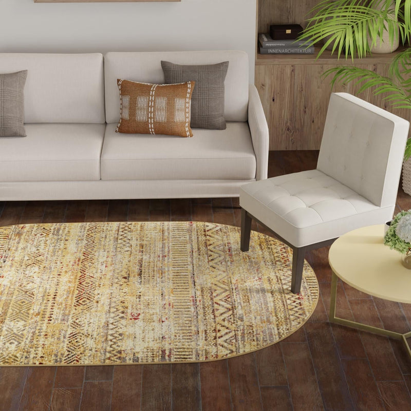 Neptune Elegance Collection Area Rug - Nereid Oval Beige lifestyle 125