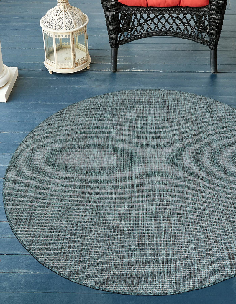 Patio Perfection Collection Area Rug - Veranda (Teal) Round Teal lifestyle 6