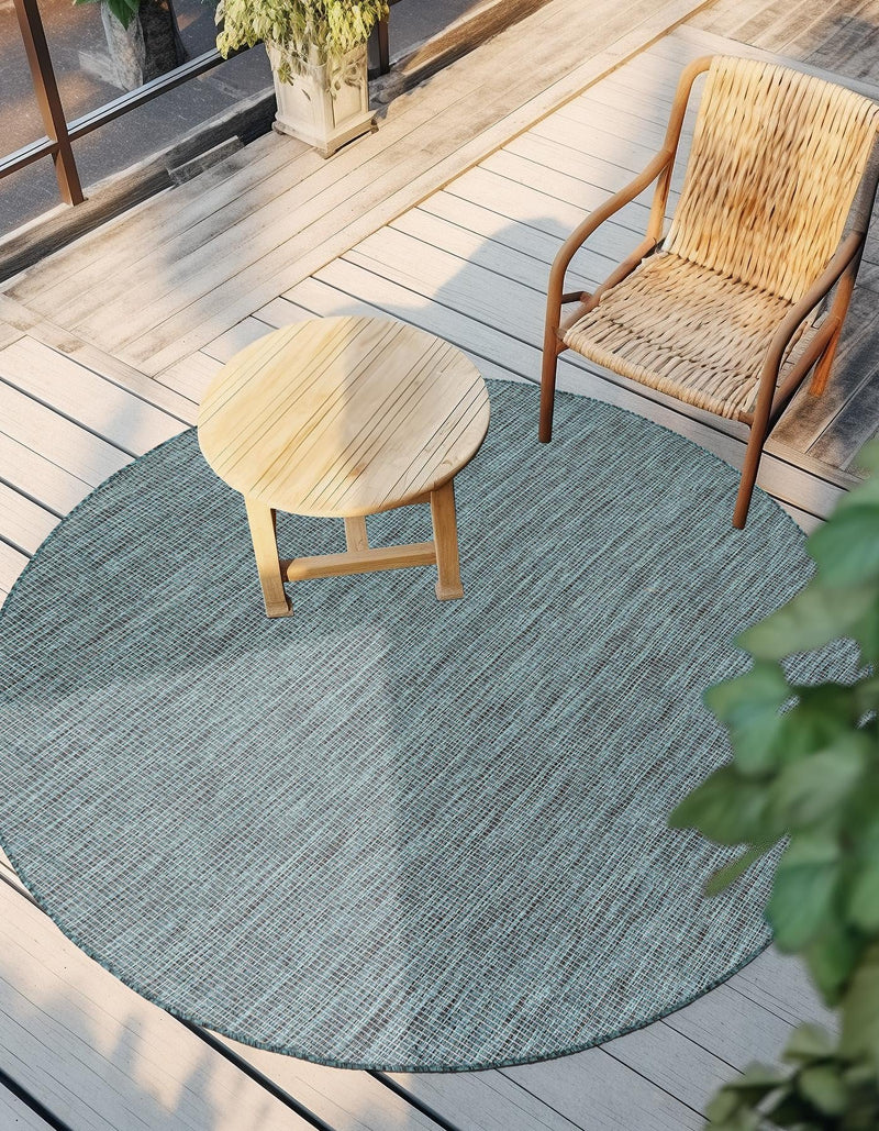 Patio Perfection Collection Area Rug - Veranda (Teal) Round Teal lifestyle 12